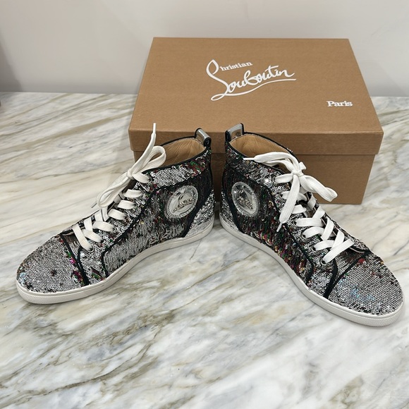 CHRISTIAN LOUBOUTIN BIP BIP WOMAN ORLATO FLAT PAILLETTES SILVER/MULTI 36 6 - Picture 4 of 7